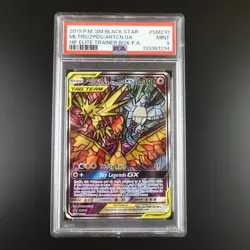 PSA 9 Moltres Zapdos Articuno SM210 Pokemon Hidden Fates Stained Glass Holo - Image 1