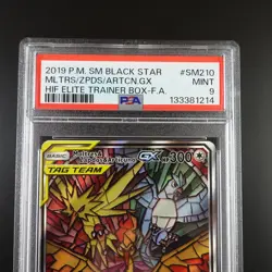 PSA 9 Moltres Zapdos Articuno SM210 Pokemon Hidden Fates Stained Glass Holo - Image 2