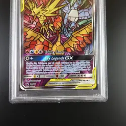 PSA 9 Moltres Zapdos Articuno SM210 Pokemon Hidden Fates Stained Glass Holo - Image 3