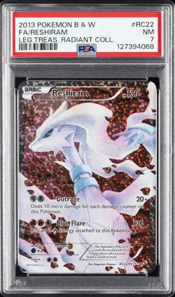 2013 POKEMON B&W LEGEND TREASURES RADIANT COLL #RC22 FULL ART/RESHIRAM PSA 7 - Image 1