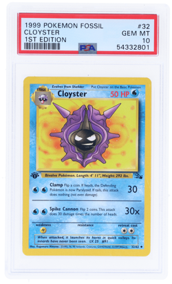 1999 Pokemon Fossil Cloyster 1st Edition #32 PSA 10 - Image 1