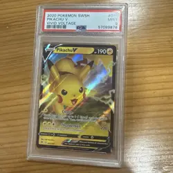 Pokemon TCG SWSH Vivid Voltage Pikachu v 043/185 Ultra Rare Full Art Holo PSA 9 - Image 1