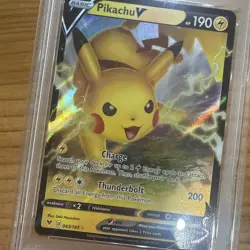 Pokemon TCG SWSH Vivid Voltage Pikachu v 043/185 Ultra Rare Full Art Holo PSA 9 - Image 2