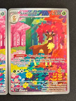 Sawsbuck 166/162 + Deerling 165 Illustration Rare IR Pokemon TCG Temporal Forces - Image 3