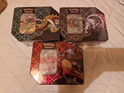 Paldean Fates Large Tin Set of 3 (15 packs) Charizard Pokemon TCG - New & Sealed - Image 1