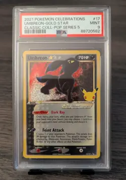 Pokemon Umbreon Gold Star 17/17 25th Anniversary Celebrations PSA MINT 9 - Image 1