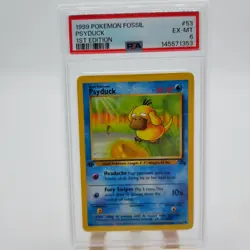 1999 POKEMON FOSSIL 1ST ED #53 PSYDUCK PSA 6 - Image 2