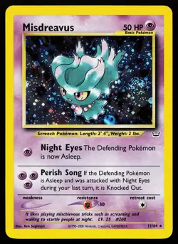 Misdreavus 11/64 Holo SWIRL Neo Revelation Pokemon Card - Image 1