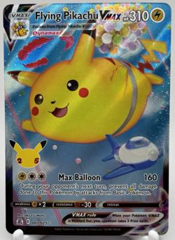 Pokemon 2021 Celebrations Flying Pikachu VMAX 007/025 Full Art Ultra Rare NM - Image 1