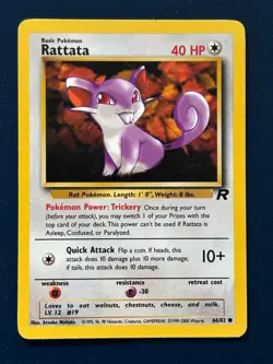 Rattata 66/82 Team Rocket Regular Common LP Vintage 2000 Pokemon Card - Image 1