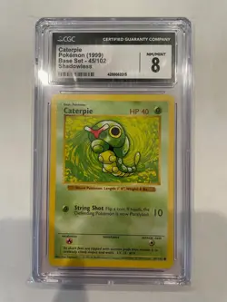 1999 Pokemon Base Set - Caterpie 45/102 Shadowless CGC 8 - Image 1