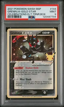 2021 POKEMON SWSH BLACK STAR PROMO #144 GRENINJA-GOLD STAR PSA 9 - Image 1