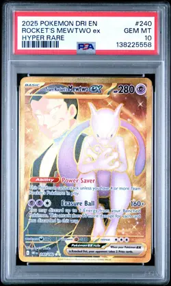 🔥 2025 Pokemon Destined Rivals Rocket’s Mewtwo ex Hyper Rare #240 PSA 10 Gem MT - Image 1