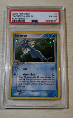 Pokemon 2006 Vaporeon Pop Series 3 Holo #6 PSA 6 - Image 1