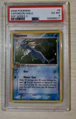 Pokemon 2006 Vaporeon Pop Series 3 Holo #6 PSA 6 - Image 2