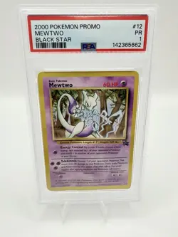 2000 POKEMON PROMO BLACK STAR #12 MEWTWO PSA 1 - Image 1