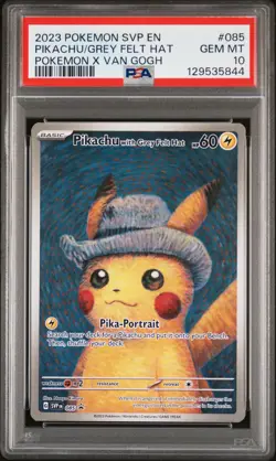 2023 POKEMON SVP EN-SV BLACK STAR PROMO #085 PIKACHU WITH GREY FELT HAT PSA 10 - Image 1
