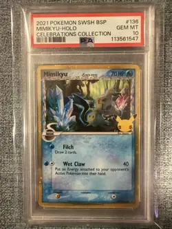 2021 POKEMON SWSH BLACK STAR PROMO CELEBRATIONS COLL #136 MIMIKYU-HOLO PSA 10 - Image 1
