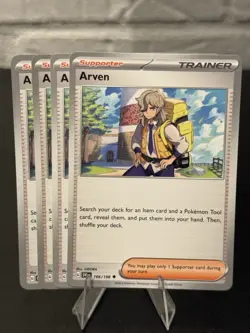 4x Arven 166/198 186/197 - Scarlet & Violet Base Pokemon TCG - Trainer Playset - Image 1