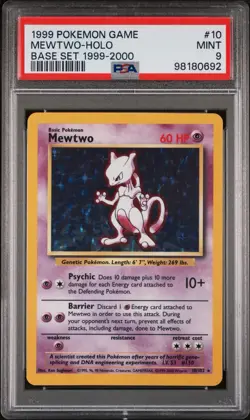 Pokemon Mewtwo Holo Base Set 4th UK Print 1999-2000 PSA 9 - Image 1