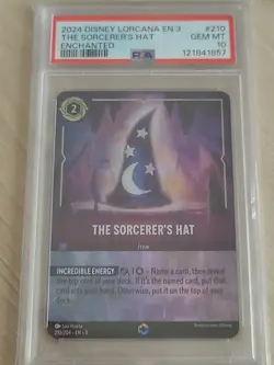 2024 Disney Lorcana EN 3 Enchanted The Sorcerer's Hat #210 PSA 10 - Image 1