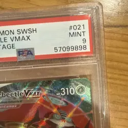 Pokemon Card ORBEETLE VMAX Ultra Rare Full Art Holo 021/185 Vivid Voltage PSA 9 - Image 4