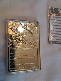 Vintage 1999 BK 23K Gold Plated Metal Card Charizard #06 Red Ball COA Nintendo - Image 3