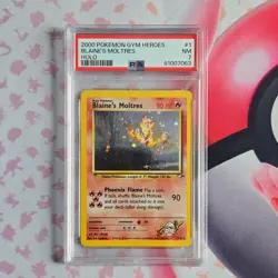Pokemon TCG Blaine's Moltres Gym Heroes Holo Rare PSA 7 Unlimited 1/132 - Image 1