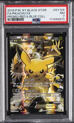 2016 POKEMON XY BLACK STAR PROMO RED & BLUE COLL FULL ART/PIKACHU EX PSA 7 - Image 1