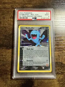 2004 POKEMON EX TEAM ROCKET RETURNS WOBBUFFFET #47 REVERSE PSA 9 MINT - Image 1