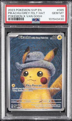 2023 POKEMON SVP EN-SV BLACK STAR PROMO #085 PIKACHU WITH GREY FELT HAT PSA 10 - Image 1