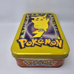 PIKACHU POKEMON 1999 TOPPS METAL RARE EMPTY TIN - Image 1