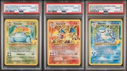 PSA 10 Pokemon Card Lot Celebrations Charizard, Blastoise & Venusaur Starters - Image 1