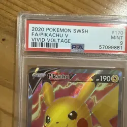 Pikachu V (Full Art) 170/185 - SWSH04 Vivid Voltage PSA 9 Mint Graded TCG CARD - Image 3