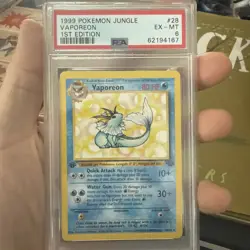 1999 Pokemon Jungle Vaporeon 1st Edition Non-Holo Card PSA 6 #28 EX MT - Image 1