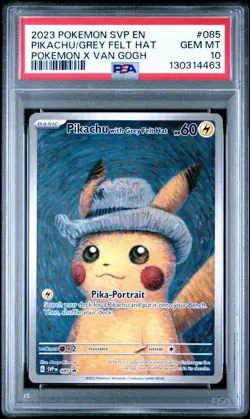 2023 POKEMON SVP EN-SV BLACK STAR PROMO #085 PIKACHU WITH GREY FELT HAT PSA 10 - Image 1