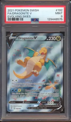 2021 POKEMON EVOLVING SKIES DRAGONITE V FULL ART #192 PSA 9! - Image 1