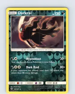 Pokemon TCG Darkrai S&M Burning Shadows 87/147 Reverse Holo Rare Card NM - Image 1