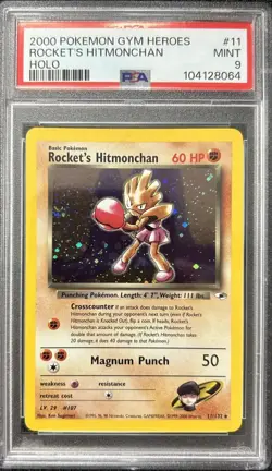 Graded Pokemon - Rocket's Hitmonchan (11/132) Gym Heroes PSA 9 - Image 1