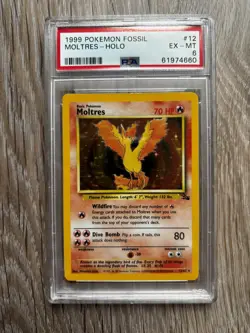 1999 POKEMON FOSSIL #12 MOLTRES-HOLO PSA 6 - Image 1