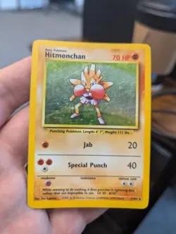 Pokemon TCG Hitmonchan Base Set Holo Rare Card 7/102 - Image 1