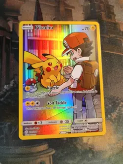 FULL ART Pikachu (Ash Art) SECRET RARE 241/236 Pokemon Cosmic Eclipse Holo - NM - Image 1