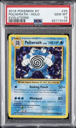 2016 POKEMON XY EVOLUTIONS #25 POLIWRATH-HOLO PSA 10 - Image 1