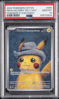 2023 POKEMON SVP EN-SV BLACK STAR PROMO #085 PIKACHU WITH GREY FELT HAT PSA 10 - Image 1