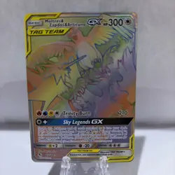 Moltres & Zapdos & Articuno GX 69/68 Rainbow Holo Pokemon Hidden Fates ENG NM - Image 1