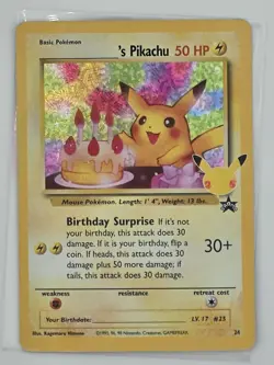 Pokemon Pikachu Celebrations Birthday Surprise 25th Anniversary Promo Card - Image 1