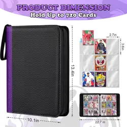 9 Pocket 40 Double-Sided Pages for 720 Card Pocket Premium Zip PU Card Binder fo - Image 2