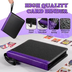 9 Pocket 40 Double-Sided Pages for 720 Card Pocket Premium Zip PU Card Binder fo - Image 4