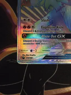 Pokemon Blaziken GX Secret Rare Full Art Holo 170/168 SM-Celestial Storm Card - Image 3