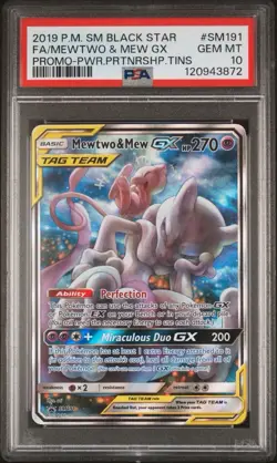 Pokemon Psa 10 Mewtwo and Mew GX SM191 Tag Team Sun & Moon Promo - Image 2